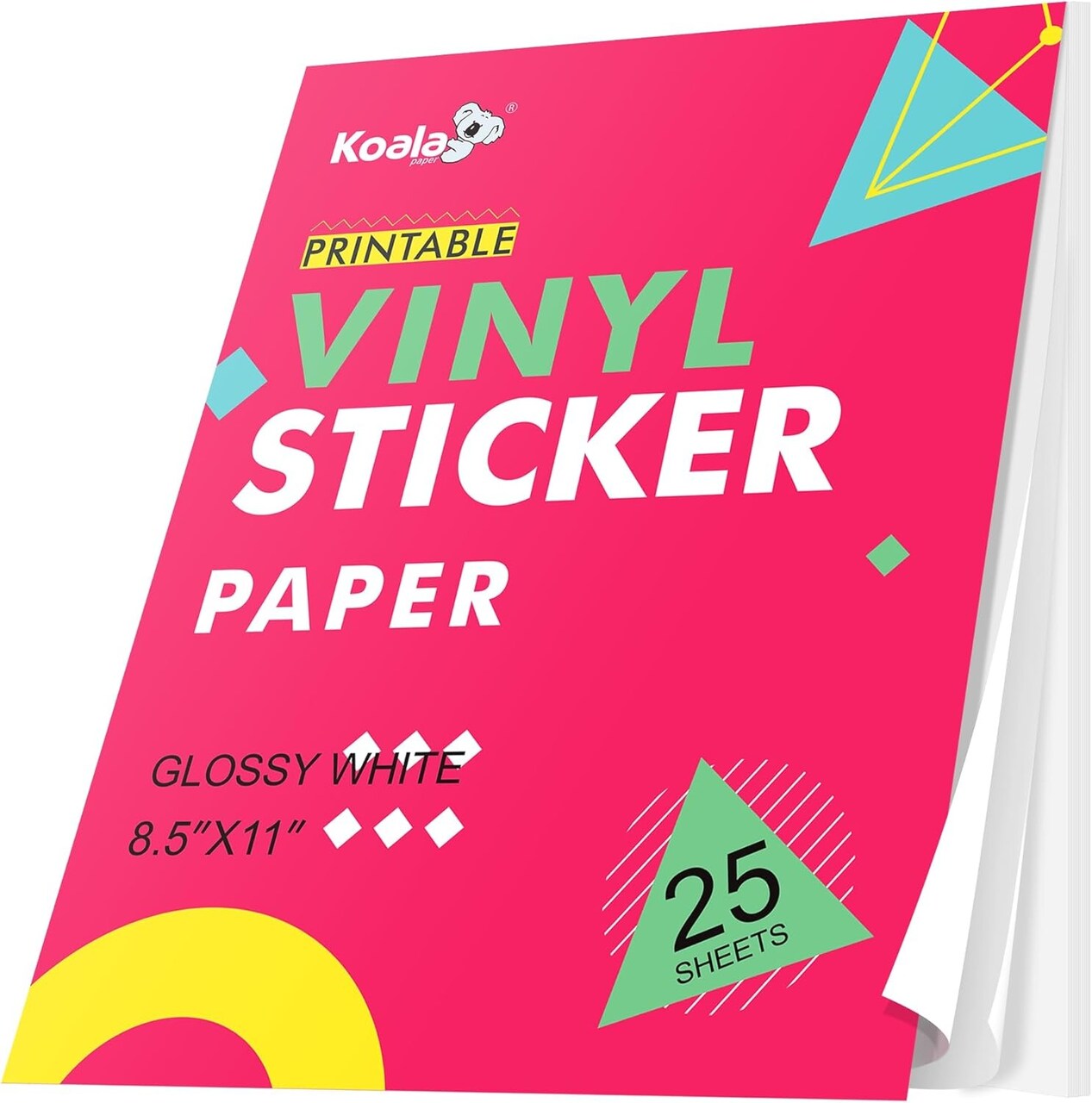 Koala Printable Glossy Vinyl Sticker Paper 8.5" x 11" Inkjet & Laser